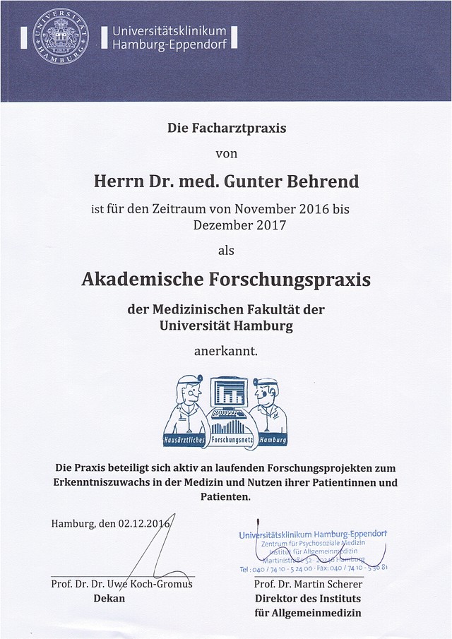 Akademische Forschungspraxis Uniklinikum Hamburg Prof. Scherer